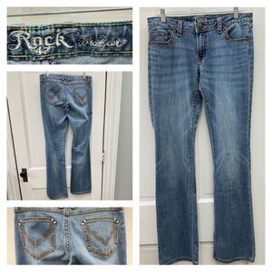 Rock 47 Wrangler western low rise boot cut denim jeans women's 28 x 36 long tall